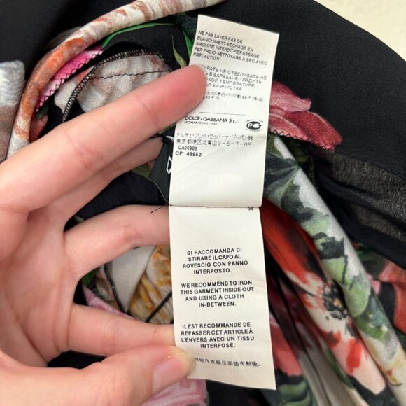 Dolce & Gabbana Silk Mixed Floral Print Long Sleeve Midi Dress - Picture 15 of 16